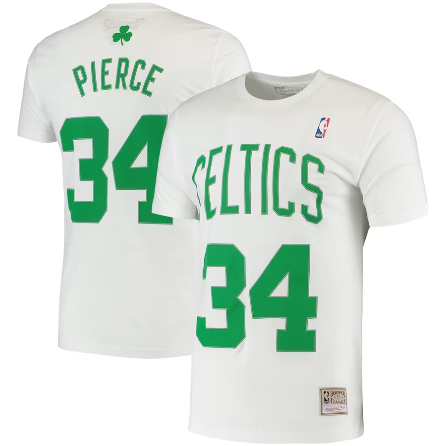 Men NBA Boston Celtics #34 Pierce white T shirt->nba t-shirts->Sports Accessory